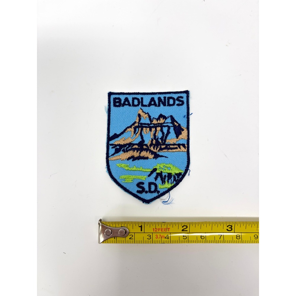 Vintage Badlands South Dakota National Park Embroidered Souvenir Patch Blue SD